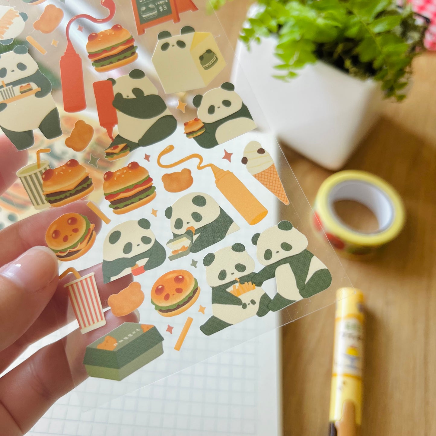 Panda’s Burger Stop Journaling Sticker Sheet