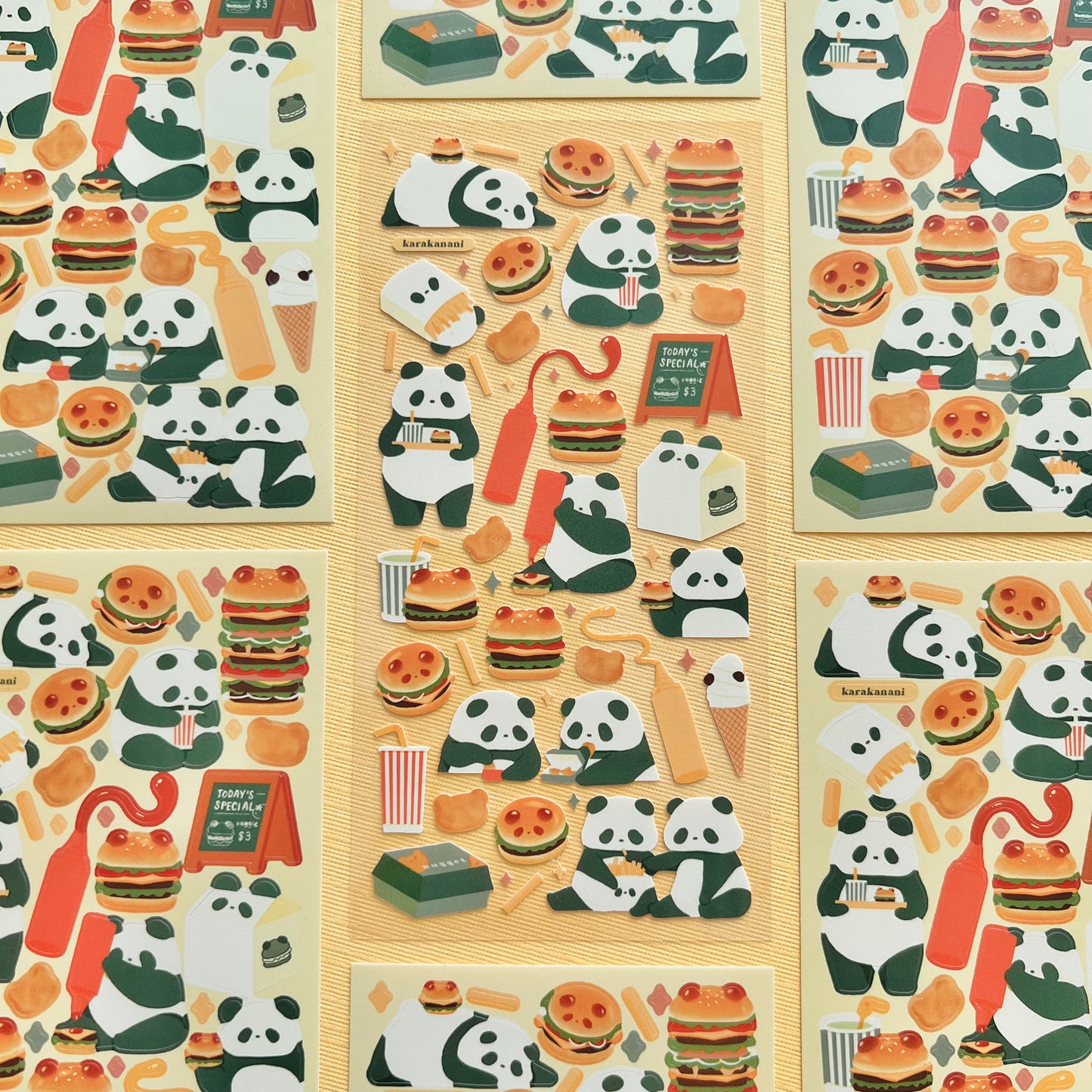Panda’s Burger Stop Journaling Sticker Sheet