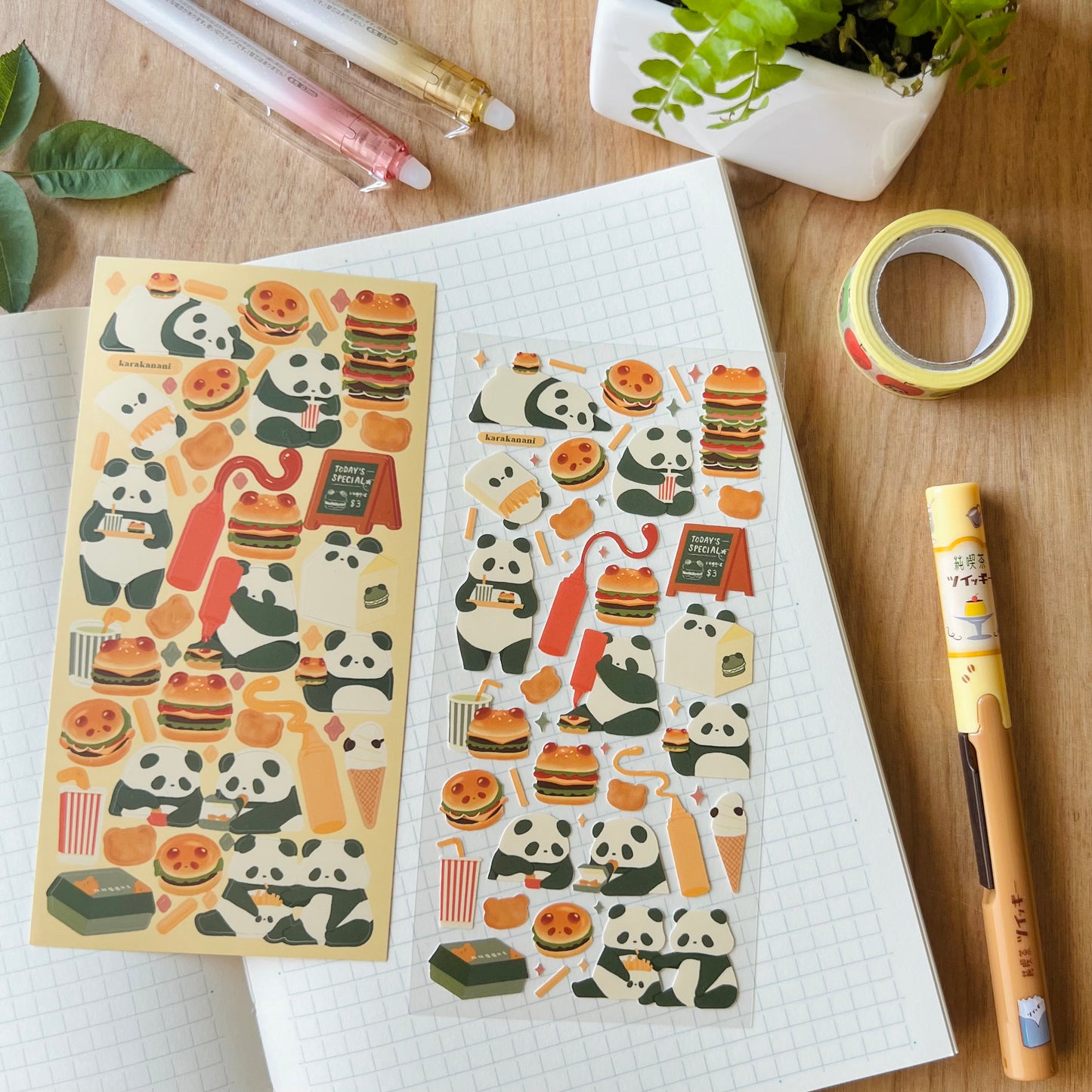 Panda’s Burger Stop Journaling Sticker Sheet