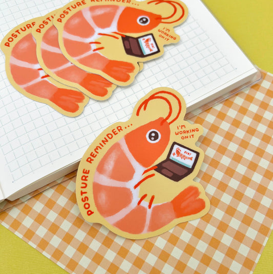 Shrimp Posture Vinyl Sticker