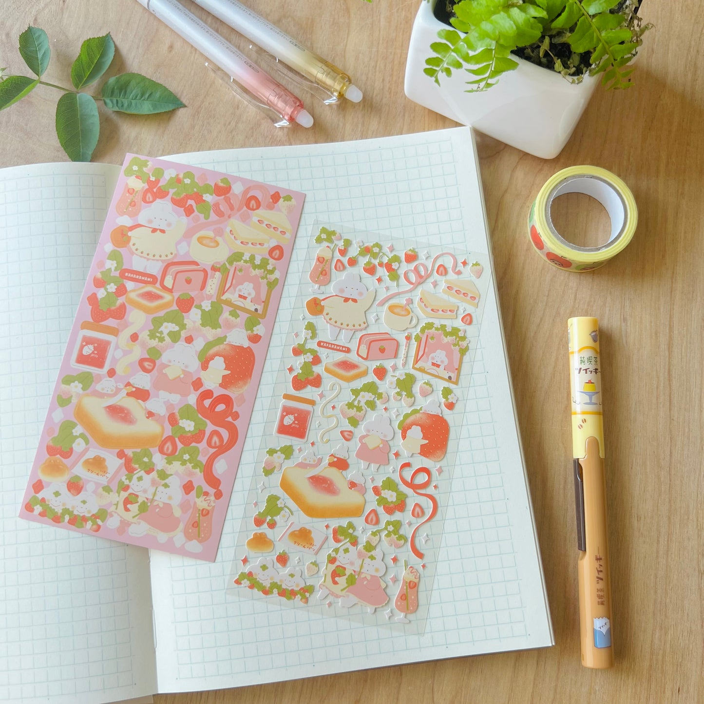 Strawberries and Cream Journaling Sticker Sheet