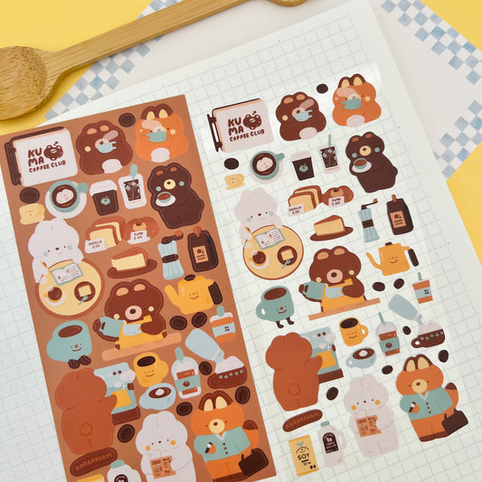 Kuma Coffee Journaling Sticker Sheet