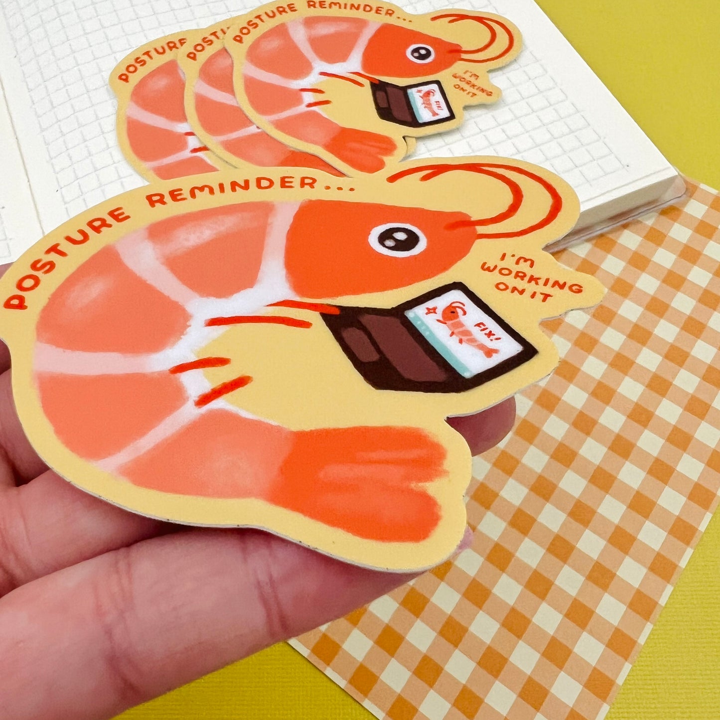 Shrimp Posture Vinyl Sticker