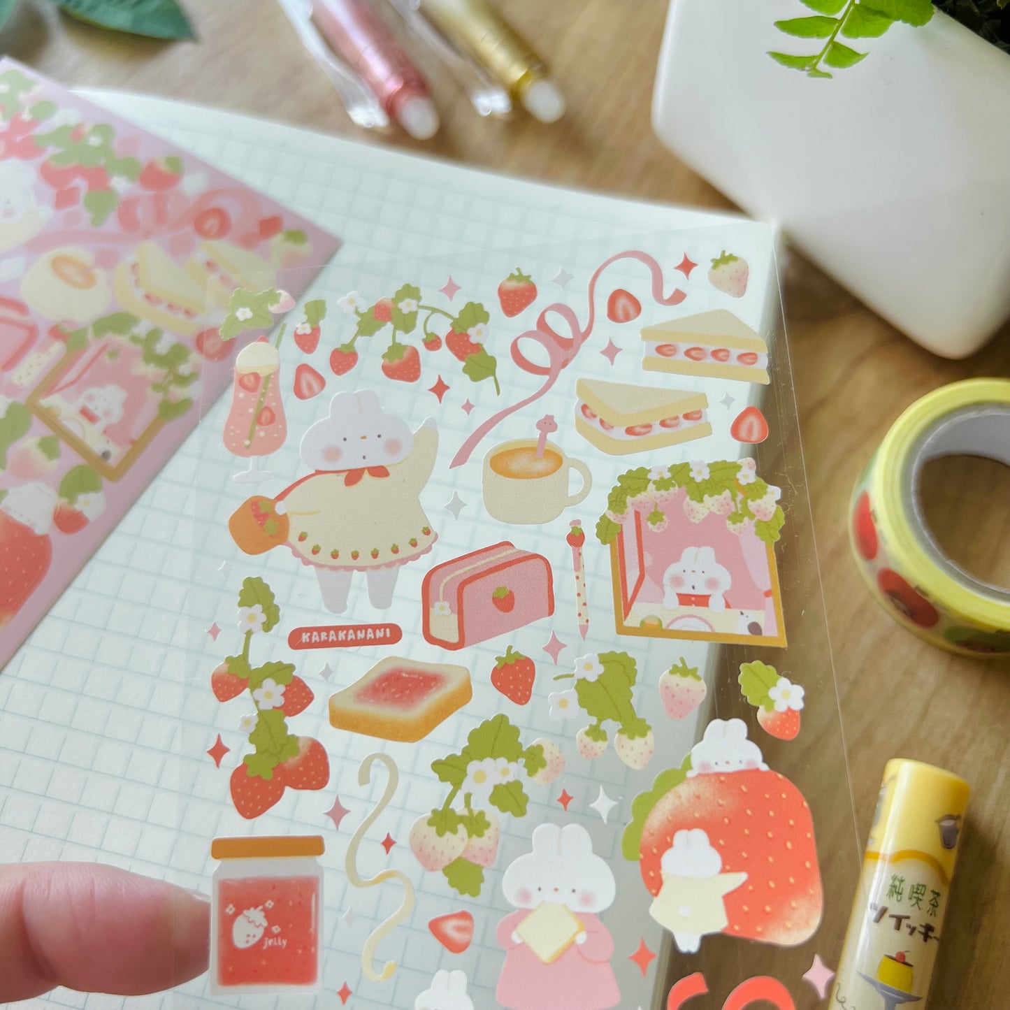 Strawberries and Cream Journaling Sticker Sheet