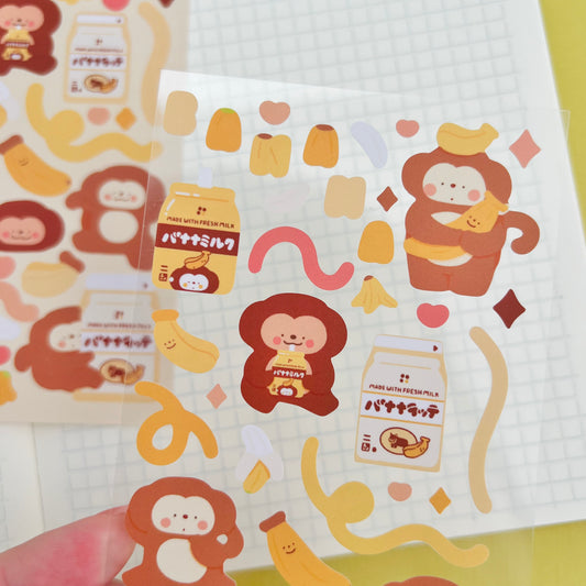 Banana Milk Journaling Sticker Sheet
