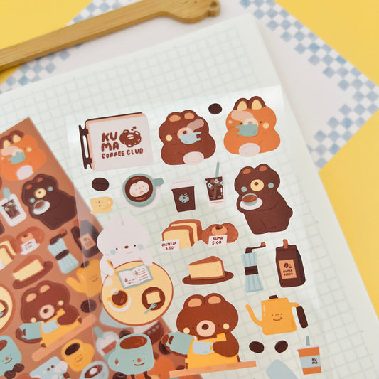 Kuma Coffee Journaling Sticker Sheet